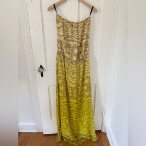 Gypsy 05 Boho Bohemian Abstract Animal Print Silk Maxi Dress Y2K Size Medium M